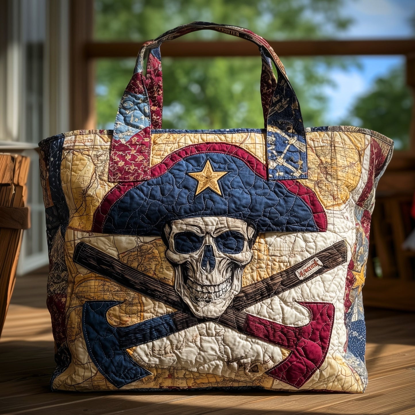Skull Pirate Quilted Tote Bag GFTOHD9338