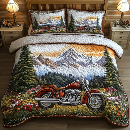 Mountain Trail Motorcycle 3-Piece Quilted Bedding Set GFTOHD960
