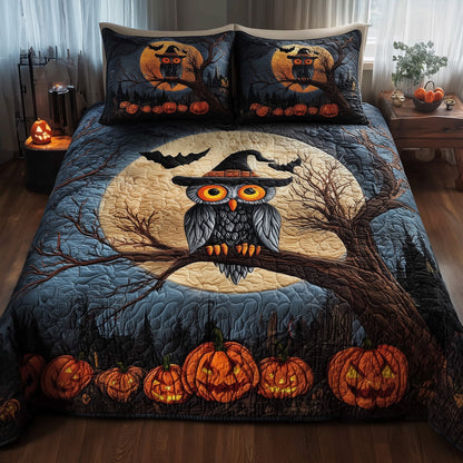 Halloween Owl 3-Piece Quilted Bedding Set GFTOHD9966