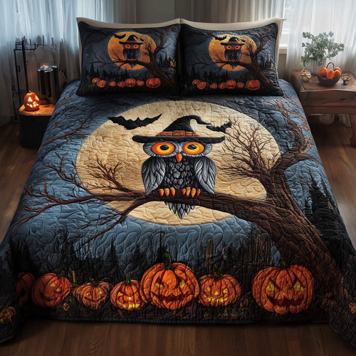 Halloween Owl 3-Piece Quilted Bedding Set GFTOHD9966