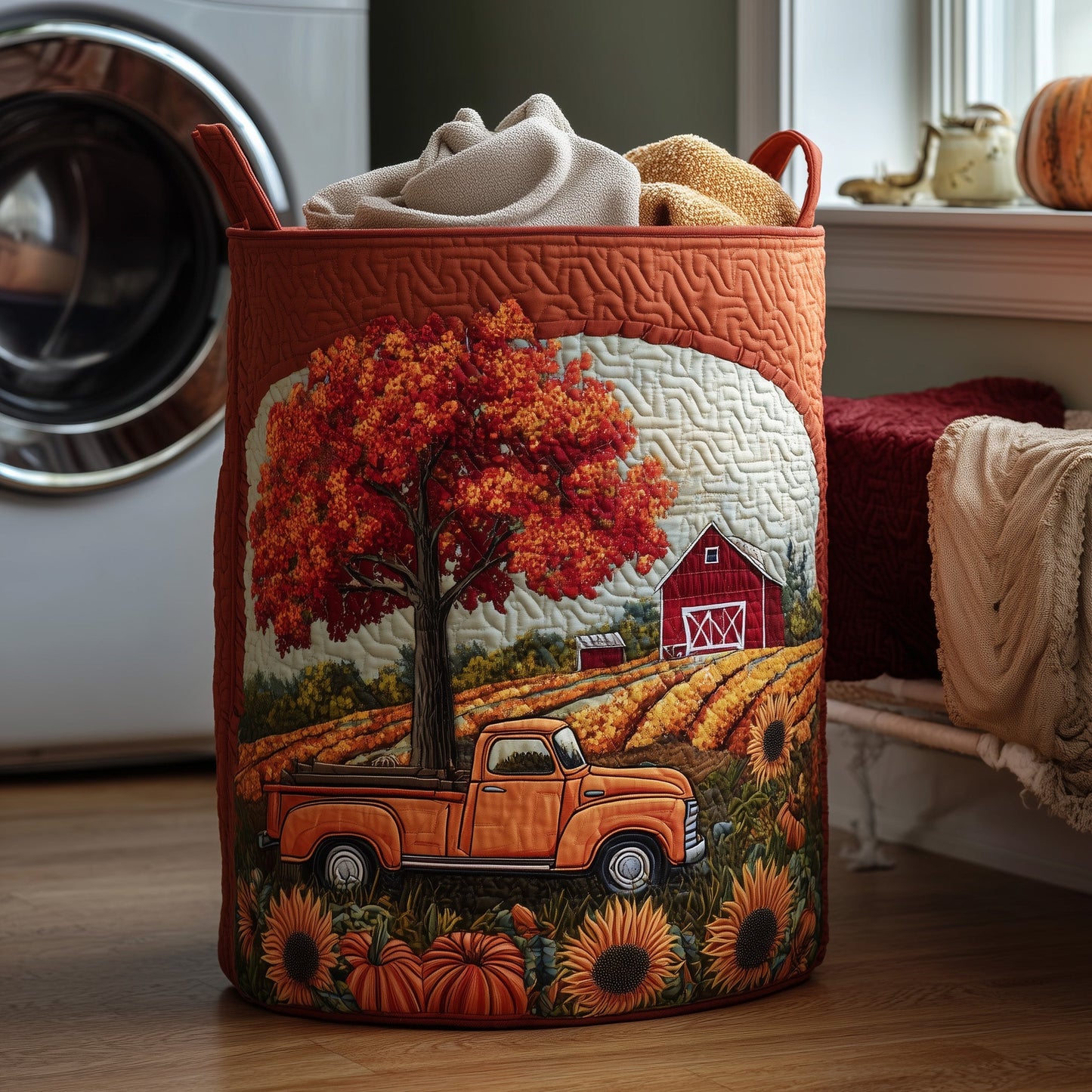 Fall at the Farm Quilted Laundry Basket GFTOHD9993