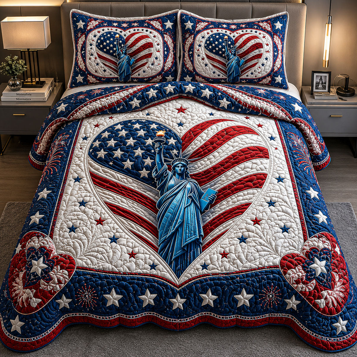 Statue of Liberty 3-Piece Quilted Bedding Set GFTOHNL01
