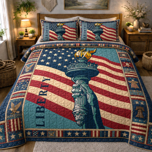 The Torch of Liberty 3-Piece Quilted Bedding Set GFTOHNL04