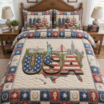 USA pride 3-Piece Quilted Bedding Set GFTOHNL09