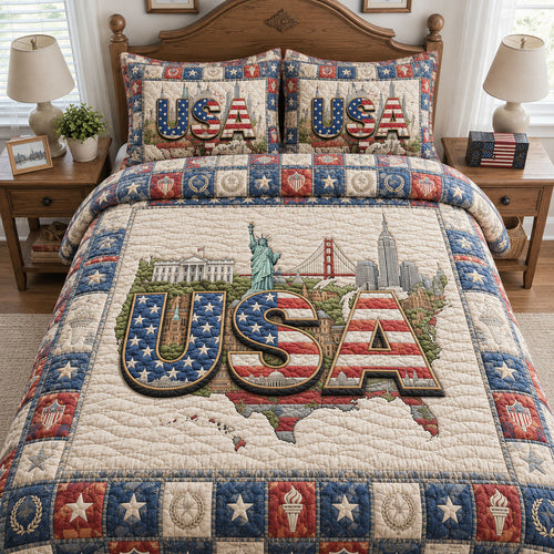 USA pride 3-Piece Quilted Bedding Set GFTOHNL09