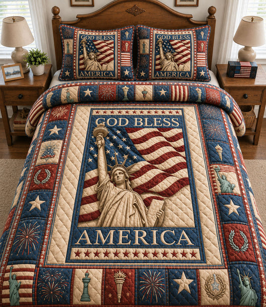 God Bless America 3-Piece Quilted Bedding Set GFTOHNL10