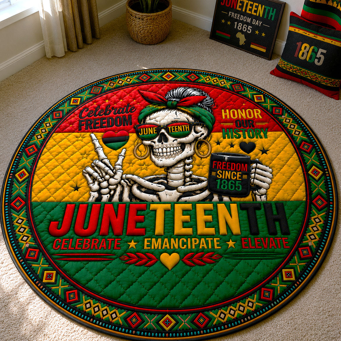 Skeleton Juneteenth Quilted Round Mat GFTOHNL101