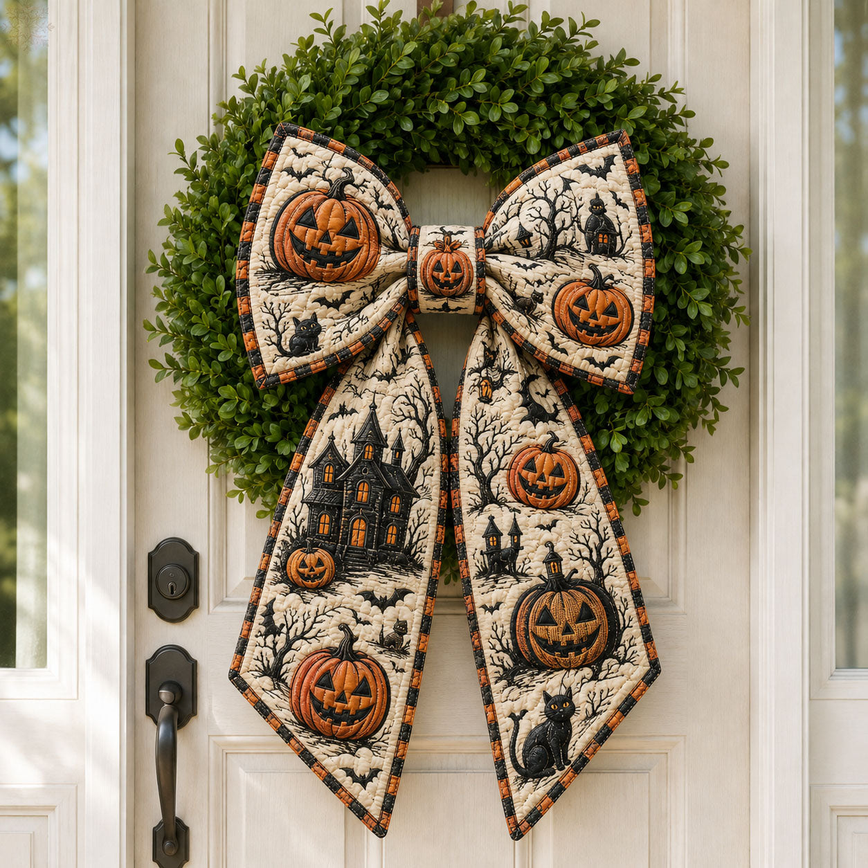 Vintage Halloween Pumpkin Haunted Quilted Wreath Sash GFTOHNL1013