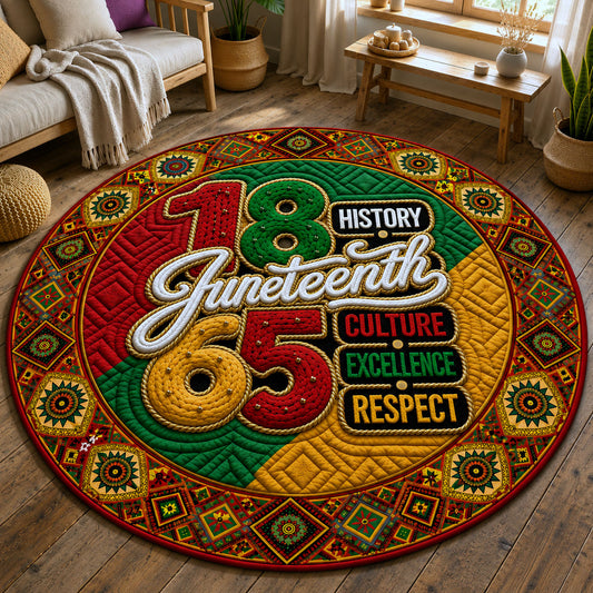 Garish Juneteenth 1865 Quilted Round Mat GFTOHNL102