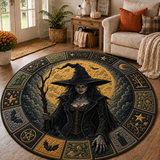 Moonlit Witch Enchantress Quilted Round Mat GFTOHNL1020