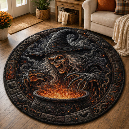Skeleton Witch Cauldron Halloween Quilted Round Mat GFTOHNL1024