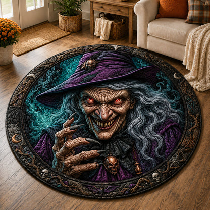 Purple Moon Witch Halloween Quilted Round Mat GFTOHNL1026