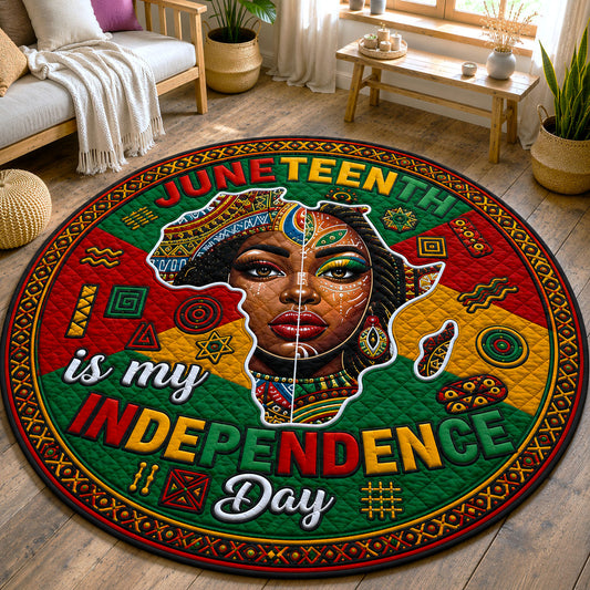 Black Queen Juneteenth Independence Quilted Round Mat GFTOHNL103