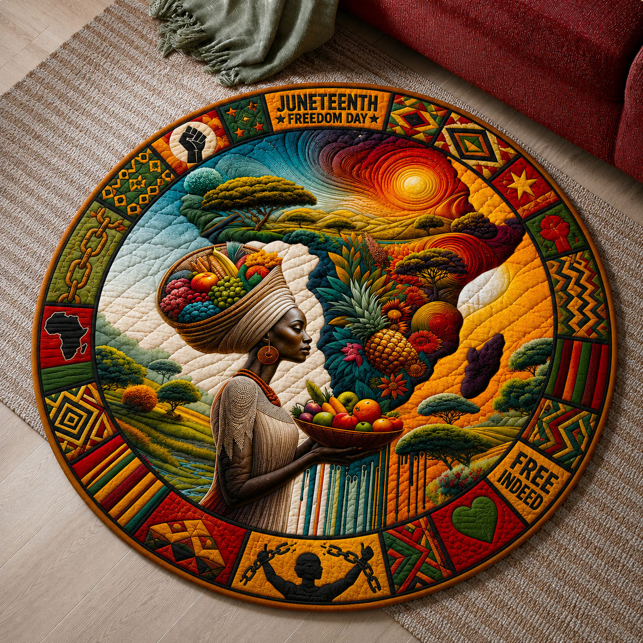 Afro Harvest Grace Quilted Round Mat GFTOHNL105