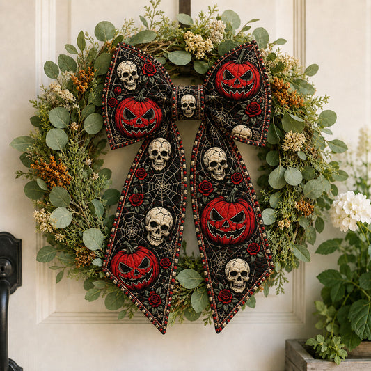 Gothic Pumpkin Skull Quilted Wreath Sash GFTOHNL1057