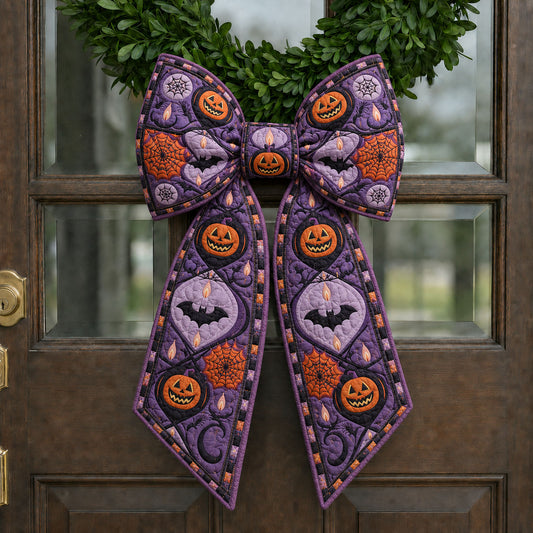Purple Haunted Pumpkin Quilted Wreath Sash GFTOHNL1058