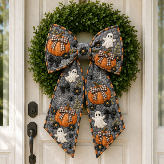 Farmhouse Ghost Pumpkin Quilted Wreath Sash GFTOHNL1059