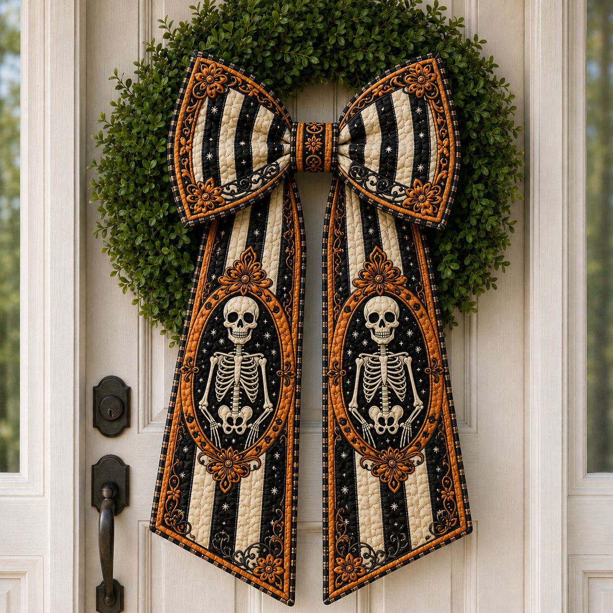 Vintage Skeleton Stripe Quilted Wreath Sash GFTOHNL1060