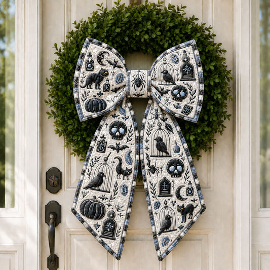 Witchy Raven Black Cat Quilted Wreath Sash GFTOHNL1061