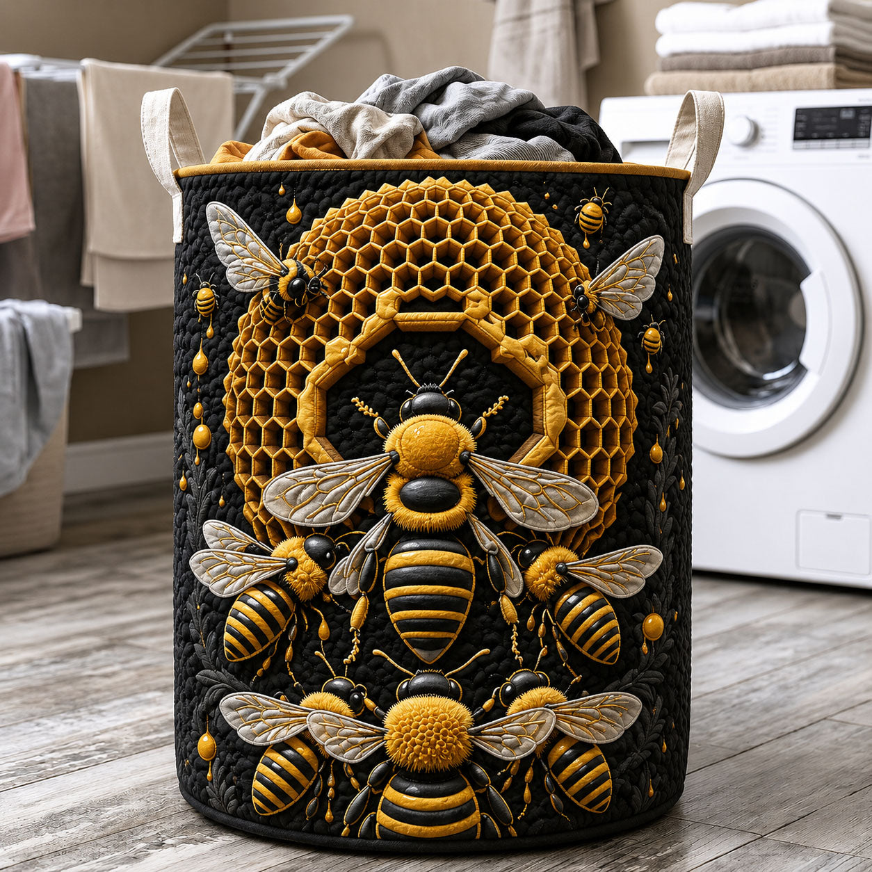 Queen Bee Hive Quilted Laundry Basket GFTOHNL1063