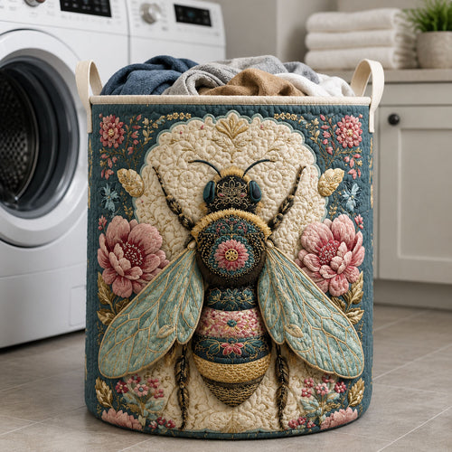 Botanical Bumblebee Quilted Laundry Basket GFTOHNL1064