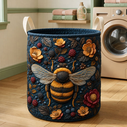 Midnight Floral Bumblebee Quilted Laundry Basket GFTOHNL1066