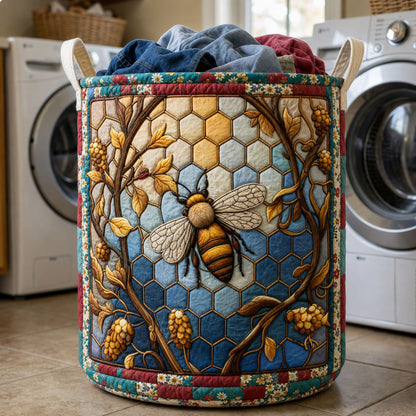 Honeycomb Vine Bee Quilted Laundry Basket GFTOHNL1068