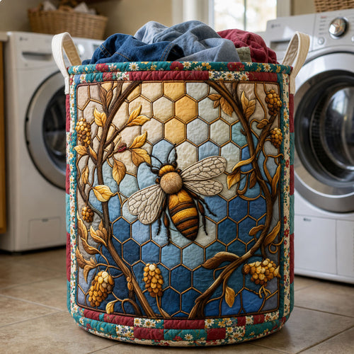 Honeycomb Vine Bee Quilted Laundry Basket GFTOHNL1068