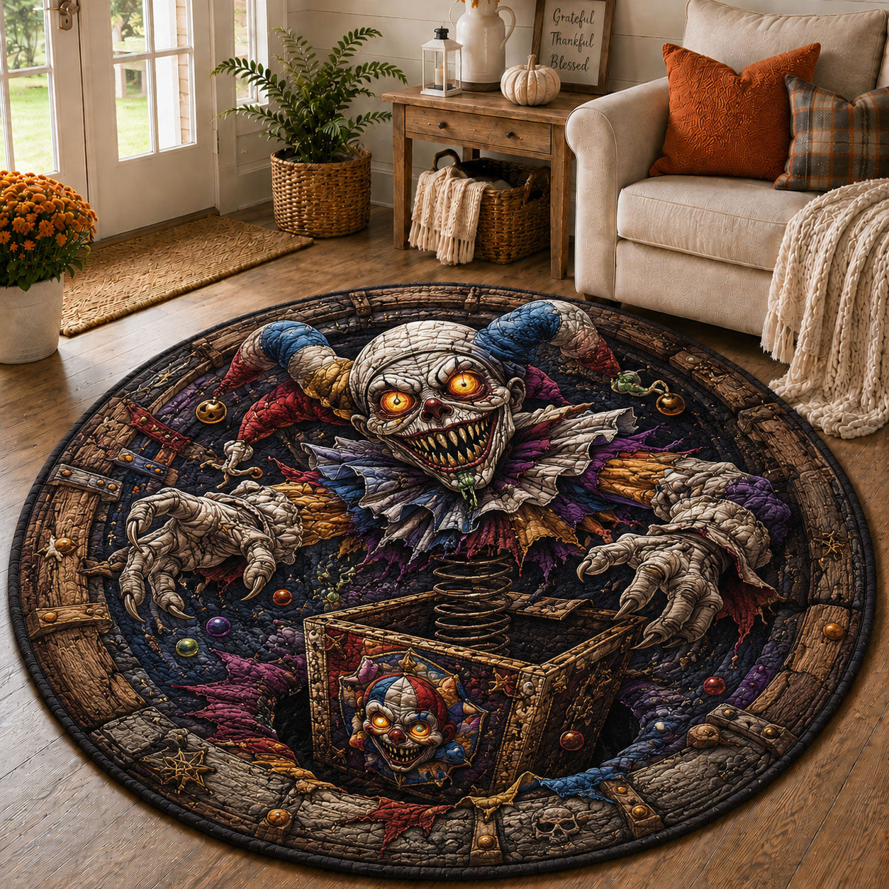 Jack In The Box Jester Quilted Round Mat GFTOHNL1070