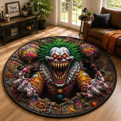 Neon Horror Clown Quilted Round Mat GFTOHNL1072