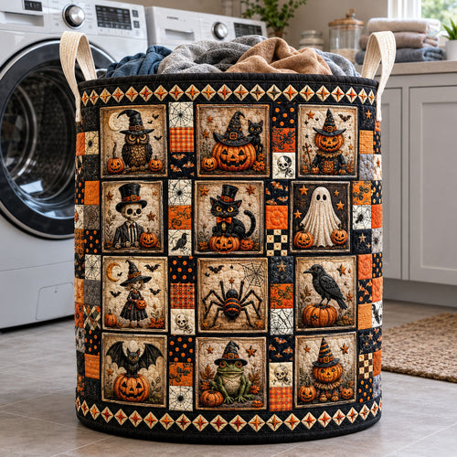 Vintage Halloween Character Patchwork Quilted Laundry Basket GFTOHNL1096
