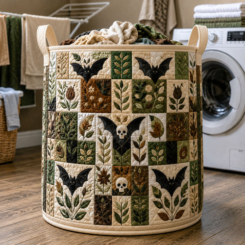 Cottage Gothic Bat Patchwork Quilted Laundry Basket GFTOHNL1097