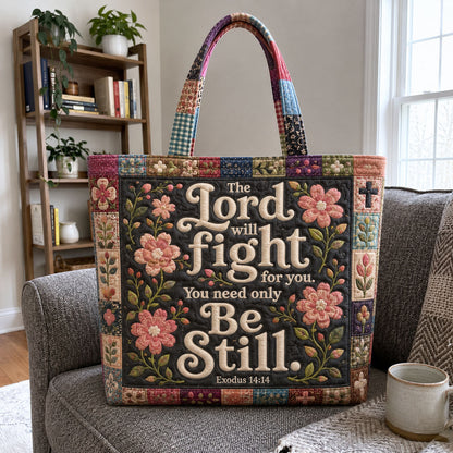 The Lord Will Fight For You Vintage Wildflower Quilted Tote Bag GFTOHNL1103