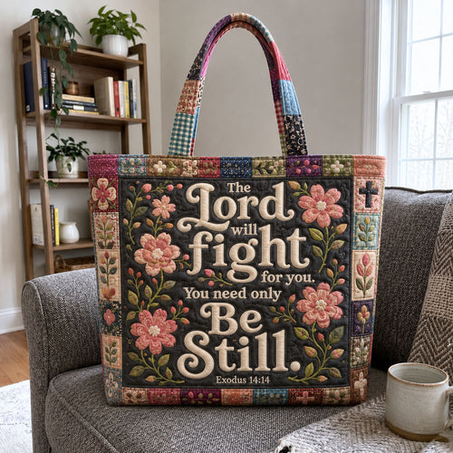 The Lord Will Fight For You Vintage Wildflower Quilted Tote Bag GFTOHNL1103