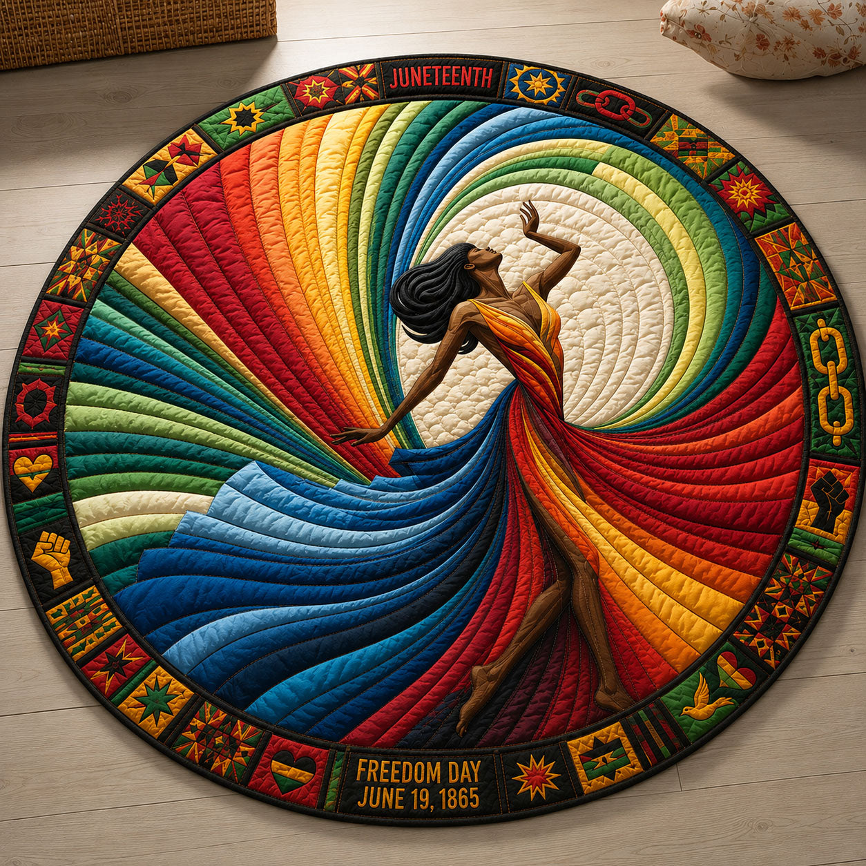 Rainbow Freedom Quilted Round Mat GFTOHNL111