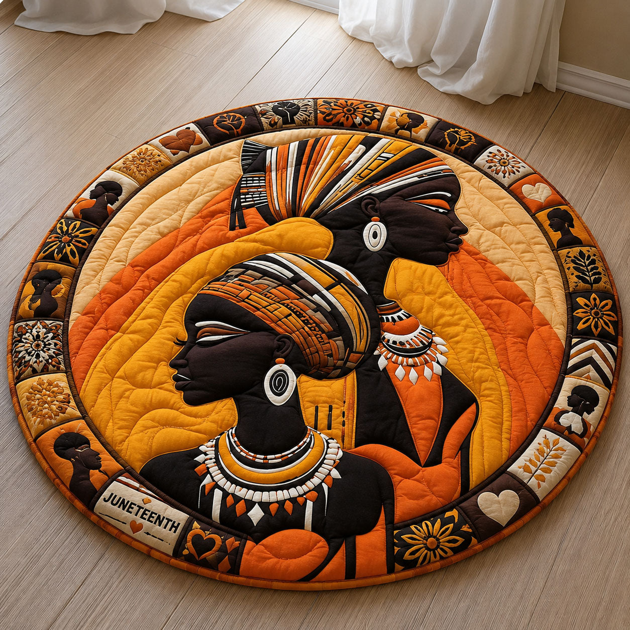 Golden Afro Heritage Quilted Round Mat GFTOHNL112