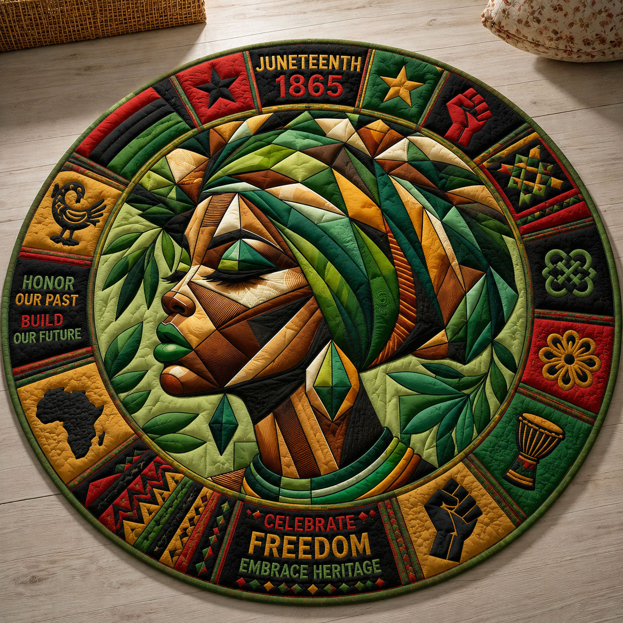 Emerald Afro Grace Quilted Round Mat GFTOHNL113