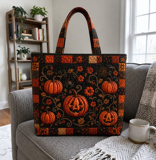 Halloween Pumpkin Patchwork Garden Quilted Tote Bag GFTOHNL1141