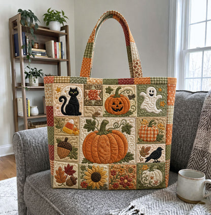 Vintage Halloween Pumpkin Quilted Tote Bag GFTOHNL1144