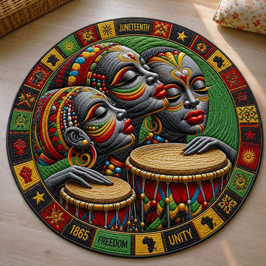 Drums of African Sisterhood Quilted Round Mat GFTOHNL115