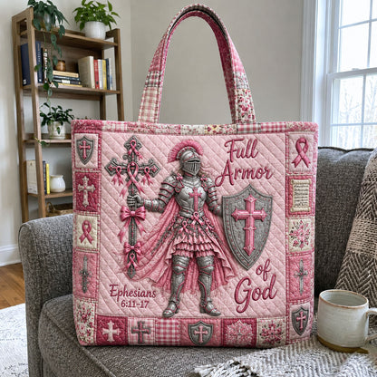 Breast Cancer Warrior God Quilted Tote Bag GFTOHNL1151