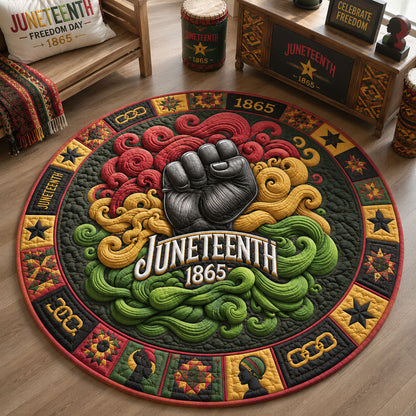 Juneteenth Fist of Freedom Quilted Round Mat GFTOHNL117