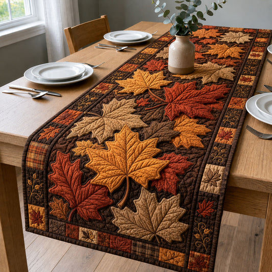 Rustic Fall Leaves Quilted Table Runner GFTOHNL1185