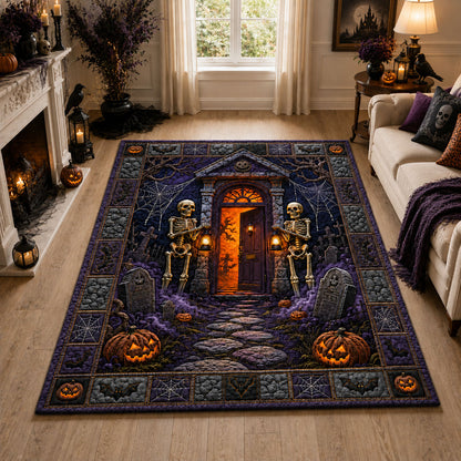Skeleton Guard Haunted Door Area Rug GFTOHNL1192