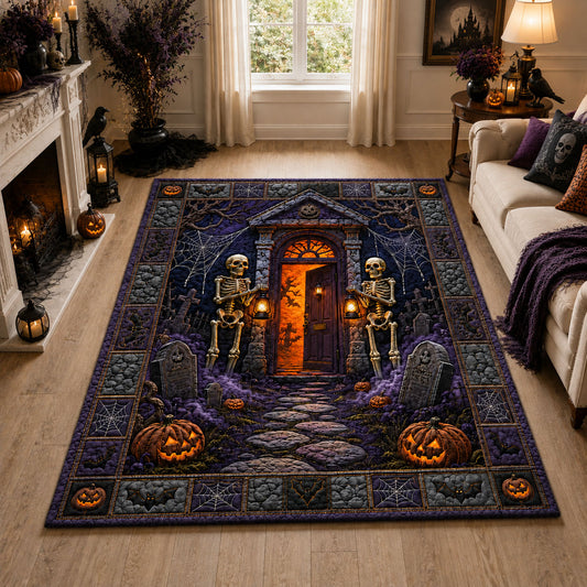 Skeleton Guard Haunted Door Area Rug GFTOHNL1192