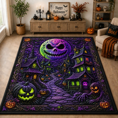 Spooky Pumpkin Village Halloween Area Rug GFTOHNL1195