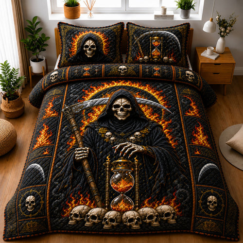 Grim Reaper Hourglass 3-Piece Quilted Bedding Set GFTOHNL1206