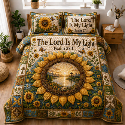 The Lord Is My Light Sunflower 3-Piece Quilted Bedding Set GFTOHNL1229