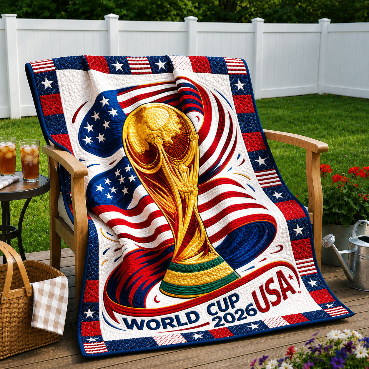 USA World Cup 2026 Trophy Quilted Blanket GFTOHNL1230
