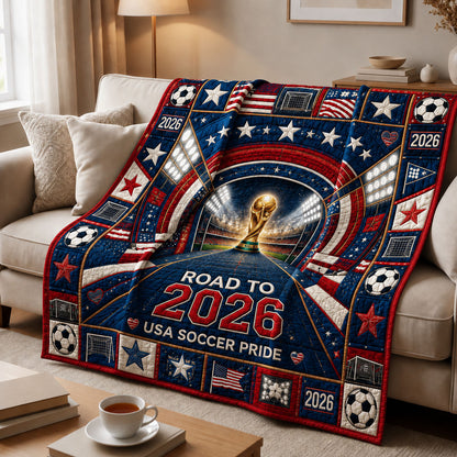 Road to 2026 USA Soccer Pride Quilted Blanket GFTOHNL1232